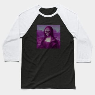 Mona Lisa Skull Vaporwave Baseball T-Shirt